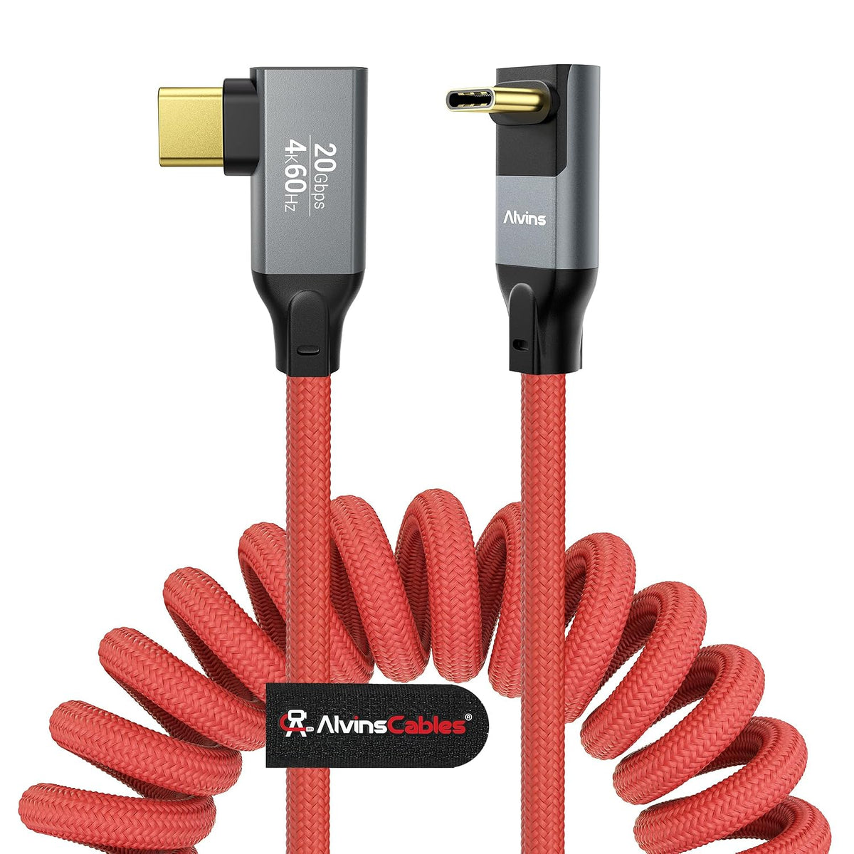 Alvin's Cables Coiled USB-C Cable, 20Gbps Data Transfer, 240W, 4K@60Hz