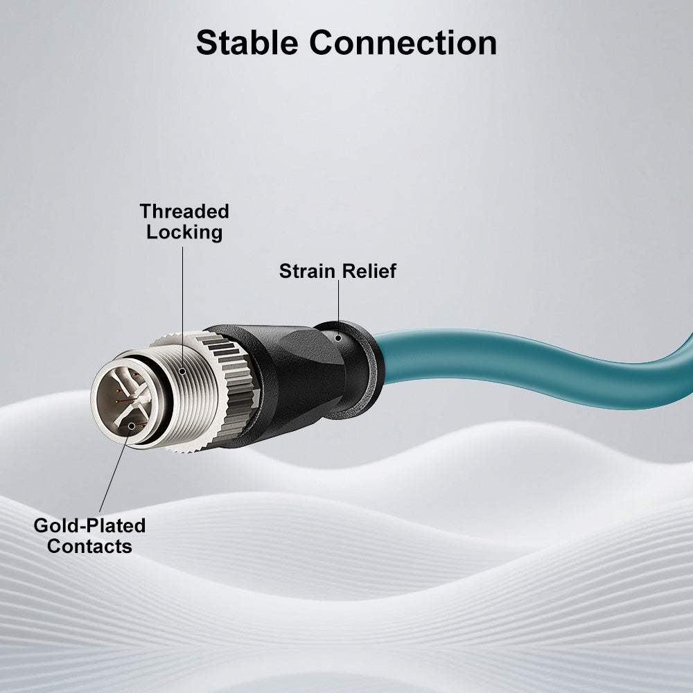 Alvin's Cables M12 X-Code 8 Pin Male to 8 Pin Male Cat6a Cable Shielded for Cognex Basler Industrial Camera, High Flex, Green