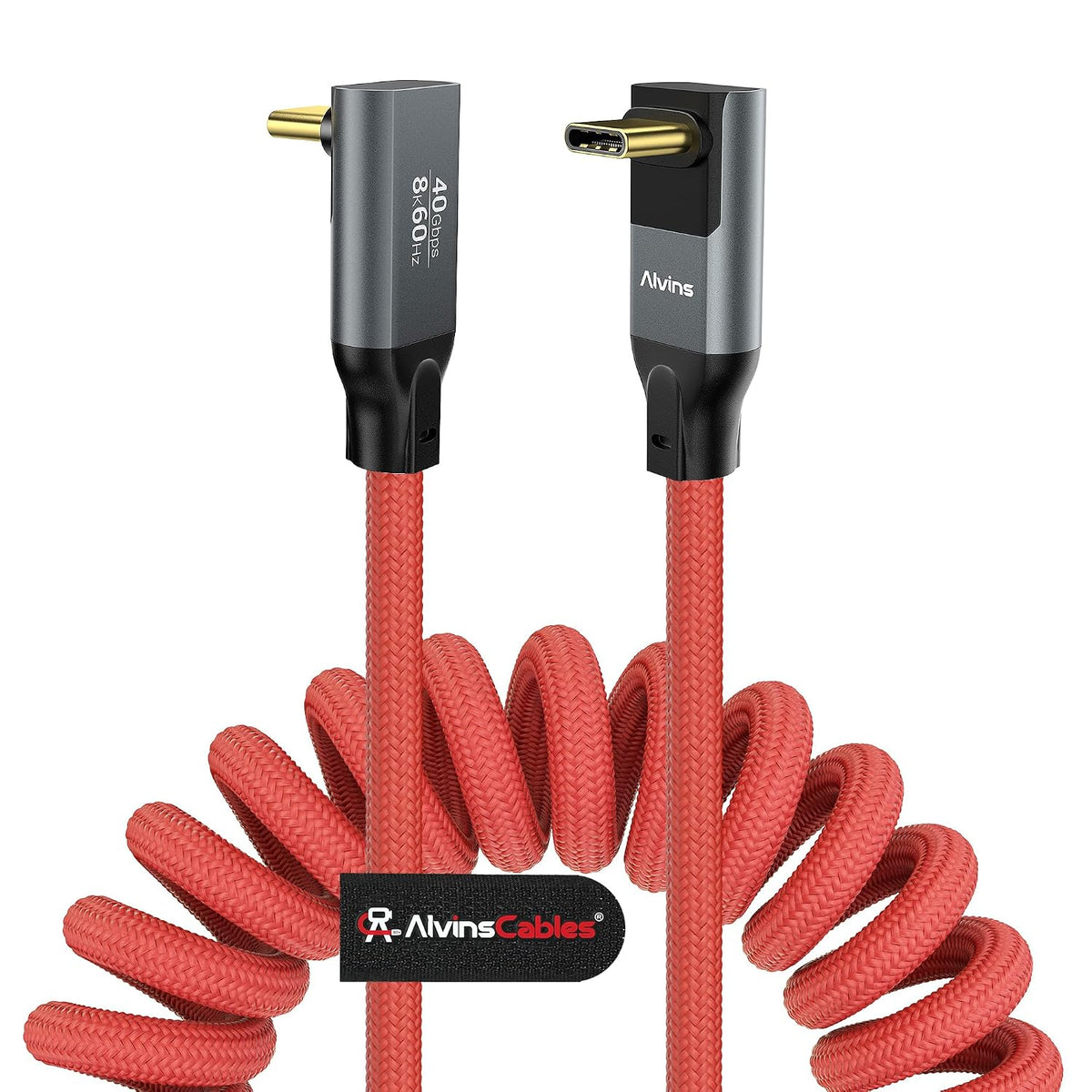 Coiled USB-C Cable, Braided USB-C to USB-C Cable, 40Gbps, 240W PD 3.1 Charging, 8K@60Hz Video, USB4.0 Type C for Thunderbolt 4/3, BMPCC, Canon R5/R6, Sony FX3/A7C, Mac, iPhone, USB-IF Certified