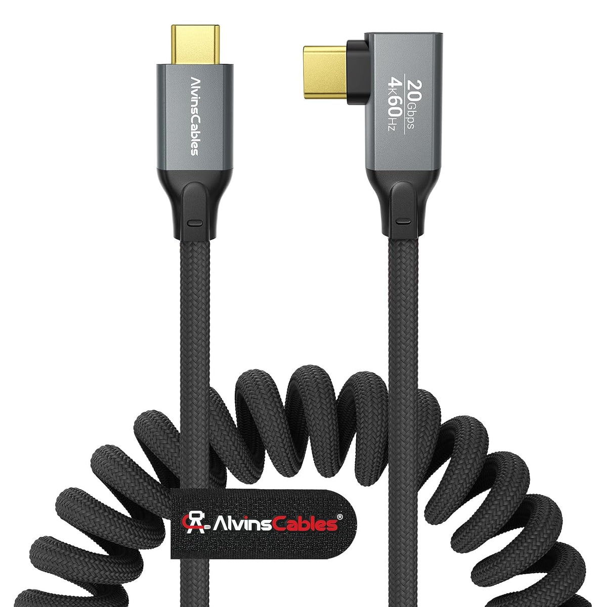 Alvin's Cables Coiled USB-C Cable, 20Gbps Data Transfer, 240W, 4K@60Hz