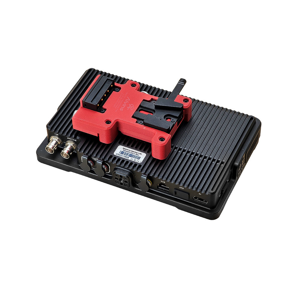 Alvins V-Mount Battery Plate for SmallHD Ultra 5 &amp; Ultra 7, Direct Contact Power Supply with 1 x D-Tap &amp; 2 x 0B 2 Pin Outputs, Red