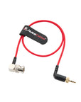 Alvin's Cables Right Angle Locking 3.5mm TRS to BNC Timecode Cable for Canon C70, Sony F55 FX9, Zaxcom, Zoom F4/F8/F8n, Deity Timecode Generator Box, Ultra Soft Red Cable, 50cm/19.7in