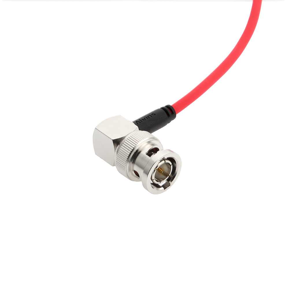 Alvin's Cables Right Angle Locking 3.5mm TRS to BNC Timecode Cable for Canon C70, Sony F55 FX9, Zaxcom, Zoom F4/F8/F8n, Deity Timecode Generator Box, Ultra Soft Red Cable, 50cm/19.7in