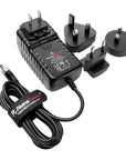 Alvin’s Cables Locking DC AC Power Supply Adapter 100V-240V to 12V 3A Universal Wall Plug Charger 5.5x2.5mm DC for Atomos Ninja V, Blackmagic Video Assist, SmallHD 702, with UK EU AU US Plugs 2m/6.6ft