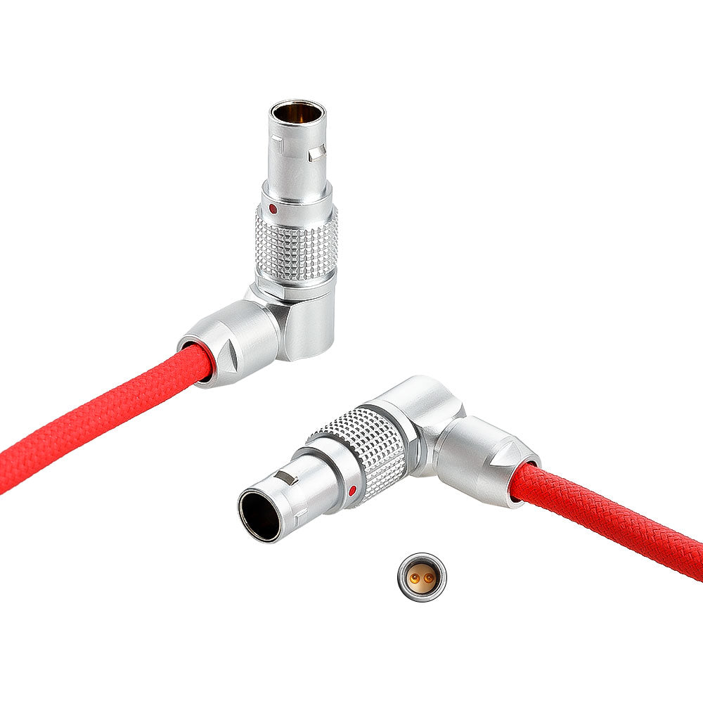 Alvin’s Cables Positive-wire-out Dtap to Rotatable Right Angled 0B 2 Pin Male for Blackmagic PYXIS 12K| SmallRig, Braided Ultra-Soft Red Cable, 10cm
