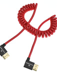 Alvin's Cables 8K 2.1 HDMI Cable 48Gbps 8K@60Hz 4K@120Hz High Speed Braided Coiled Cable for Sony A7 A9, BMPCC, for Canon C70, for Atomos Ninja, for Feelworld, Left to Left Angle, Red