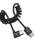 Alvin's Cables 8K HDMI 2.1 Cable for Atomos Ninja V Monitor,for Sony FS5 FS7,BMPCC,for Canon C300 C500 Camera,8K@60Hz 4K@120Hz 48Gbps High-Speed Braided Coiled Cable Left Angle Black
