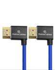 Alvin's Cables 8K 2.1 HDMI Cable 48Gbps 8K@60Hz 4K@120Hz High Speed Braided Coiled Cable for Sony A7 A9, BMPCC, for Canon C70, for Atomos Ninja, for Feelworld, Left to Left Angle, Blue