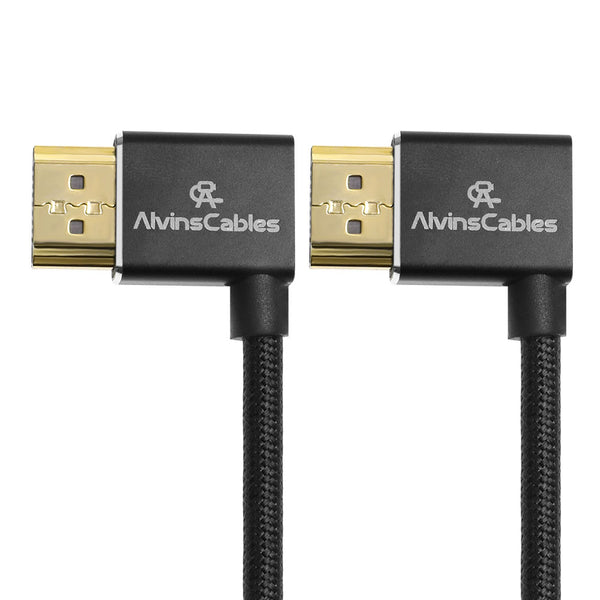 Alvin's Cables 8K 2.1 HDMI Cable 48Gbps 8K@60Hz 4K@120Hz High Speed Braided Coiled Cable for Sony A7 A9, BMPCC, for Canon C70, for Atomos Ninja, for Feelworld, Left to Left Angle, Black