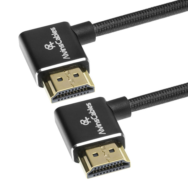 Alvin's Cables 8K 2.1 HDMI Cable 48Gbps 8K@60Hz 4K@120Hz High Speed Braided Coiled Cable for Sony A7 A9, BMPCC, for Canon C70, for Atomos Ninja, for Feelworld, Left to Left Angle, Black