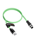 Alvin's Cables M12 D-Code 4 Pin Male to RJ45 Ethernet Cable High-Flex for Industrial Camera Sensor, Automation Application Green
