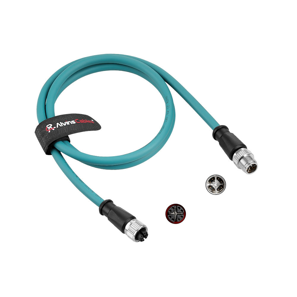 Alvin's Cables M12 X-Code 8 Pin Male to Female Ethernet Cable Cat6a Shielded for Cognex Basler Keyence Industrial Camera High Flex Drag-Chain, Green