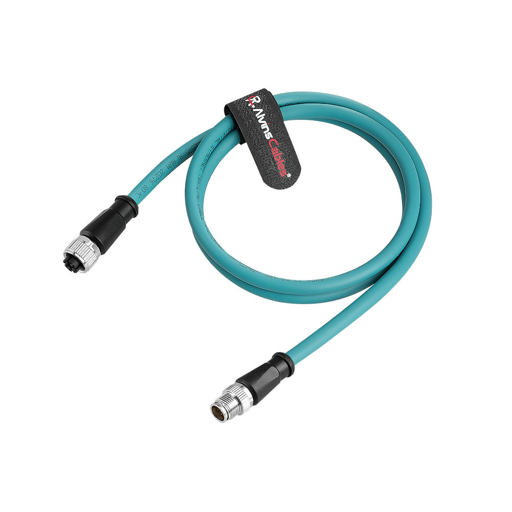 Alvin's Cables M12 X-Code 8 Pin Male to Female Ethernet Cable Cat6a Shielded for Cognex Basler Keyence Industrial Camera High Flex Drag-Chain, Green