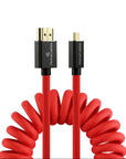 Alvin's Cables 8K 2.1 Micro-HDMI to Full HDMI Braided Cable, D to A Coiled HDMI for Atomos-Ninja-V for Canon-R5C R5 R6, for Sony A7RIII A7II A7M3 A7R IV A6500, for FUJIFILM X-T4 X-T3(18 to 28 Inch)
