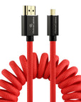 Alvin's Cables 8K 2.1 Micro-HDMI to Full HDMI Braided Coiled-Cable for Atomos-Ninja-V 4K-60P Record 48Gbps for Canon-R5C,R5,R6(18 to 28 Inch)