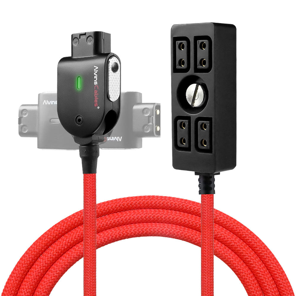 Alvin&#39;s Cables Smart D-tap Splitter Cable, Ultra Soft Smart Dtap Male to 4 Port Dtap Female Splitter Hub Power Cable for ARRI RED Teradek SmallHD SmallRig V-Mount|Gold-Mount Battery