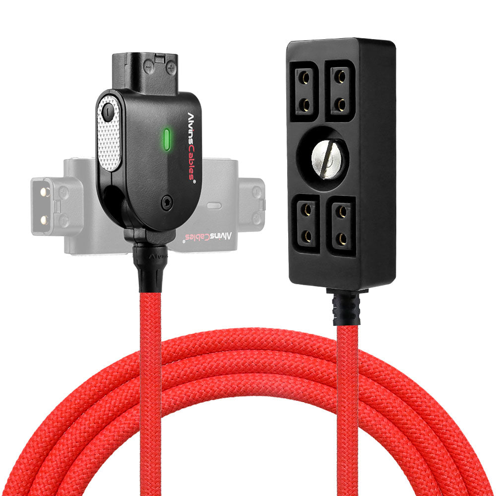 Alvin&#39;s Cables Smart D-tap Splitter Cable, Ultra Soft Smart Dtap Male to 4 Port Dtap Female Splitter Hub Power Cable for ARRI RED Teradek SmallHD SmallRig V-Mount|Gold-Mount Battery