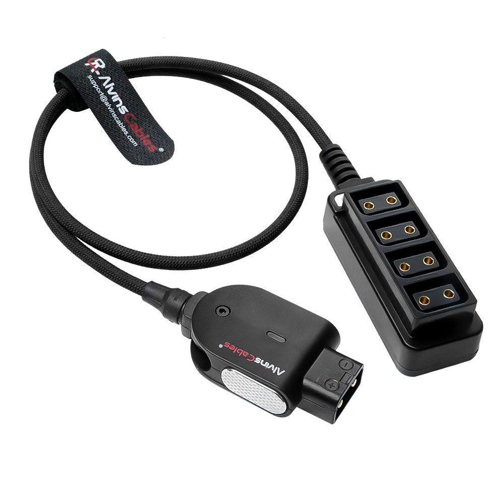 Alvin&#39;s Cables Smart D-tap Splitter Cable, Soft Braided Dtap Male to 4 Port Dtap Female Power Cable for ARRI RED Teradek SmallHD SmallRig for V-Mount Battery