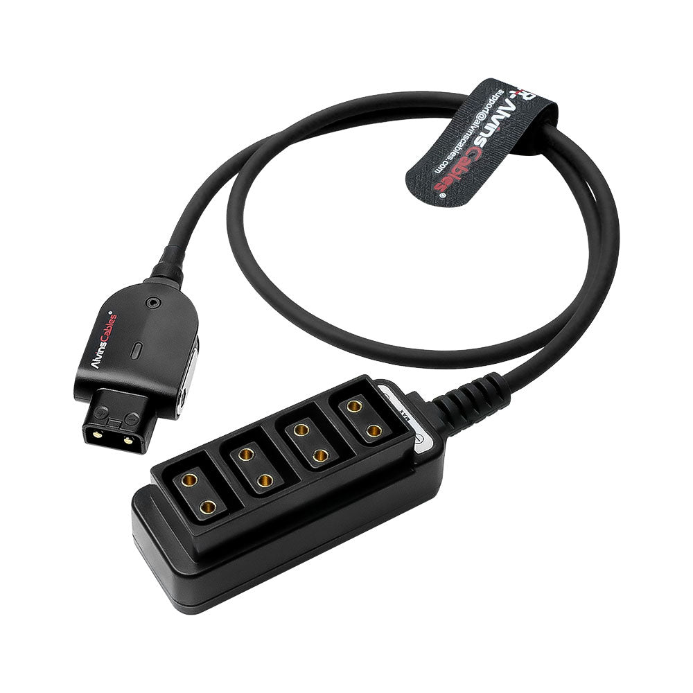 Alvin&#39;s Cables Smart D-tap Splitter Cable Ultra Soft Smart Dtap Male to 4 Port Dtap Female Power Supply for V-Mount Camera Battery P-tap Power Hub for ARRI RED Teradek SmallHD SmallRig