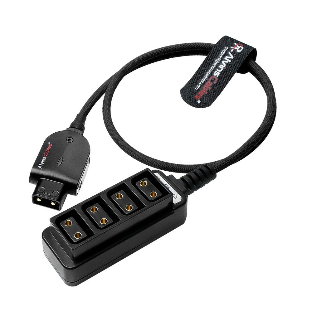 Alvin&#39;s Cables Smart D-tap Splitter Cable, Soft Braided Dtap Male to 4 Port Dtap Female Power Cable for ARRI RED Teradek SmallHD SmallRig for V-Mount Battery