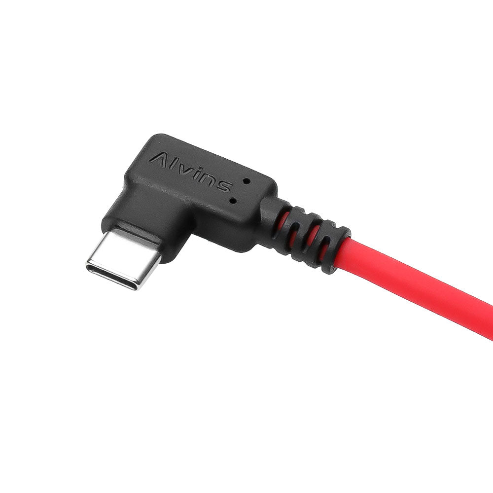 Alvin&#39;s Cables Braided USB-C Type-C to 2 Pin 12V Fast Charging Power Cable for Tilta|Teradek|SmallHD|Z-CAM|Blackmagic Pyxis 60cm|24inches, Black