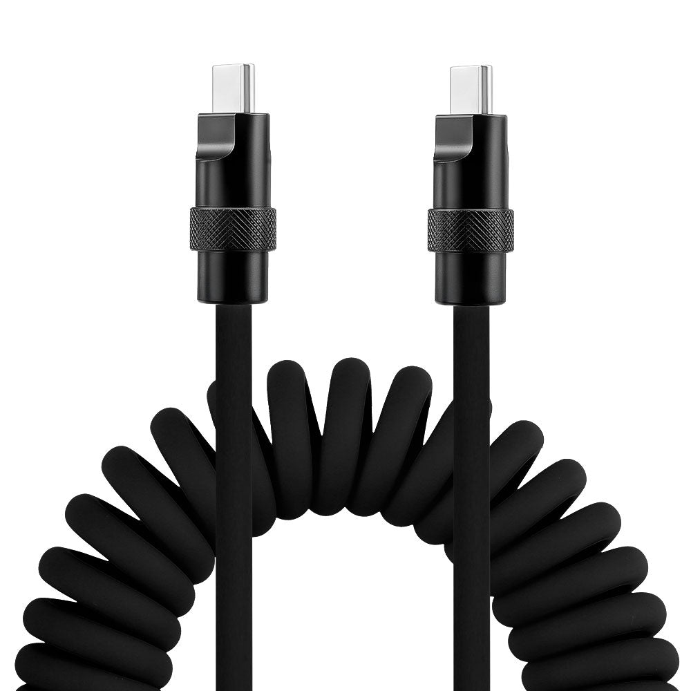 Alvin's Cables USB-C Cable, Personalized PD Fast Charging Cord with Data Transfer for iPhone, iPad, Android, Laser Engraving Custom Text,Logo Ultra-Soft Coiled Cable, Black/Red