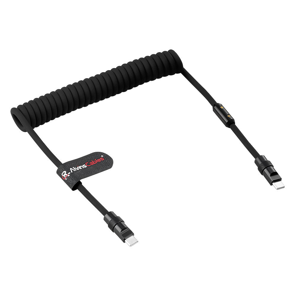 Alvin's Cables USB-C Cable, Personalized PD Fast Charging Cord with Data Transfer for iPhone, iPad, Android, Laser Engraving Custom Text,Logo Ultra-Soft Coiled Cable, Black/Red