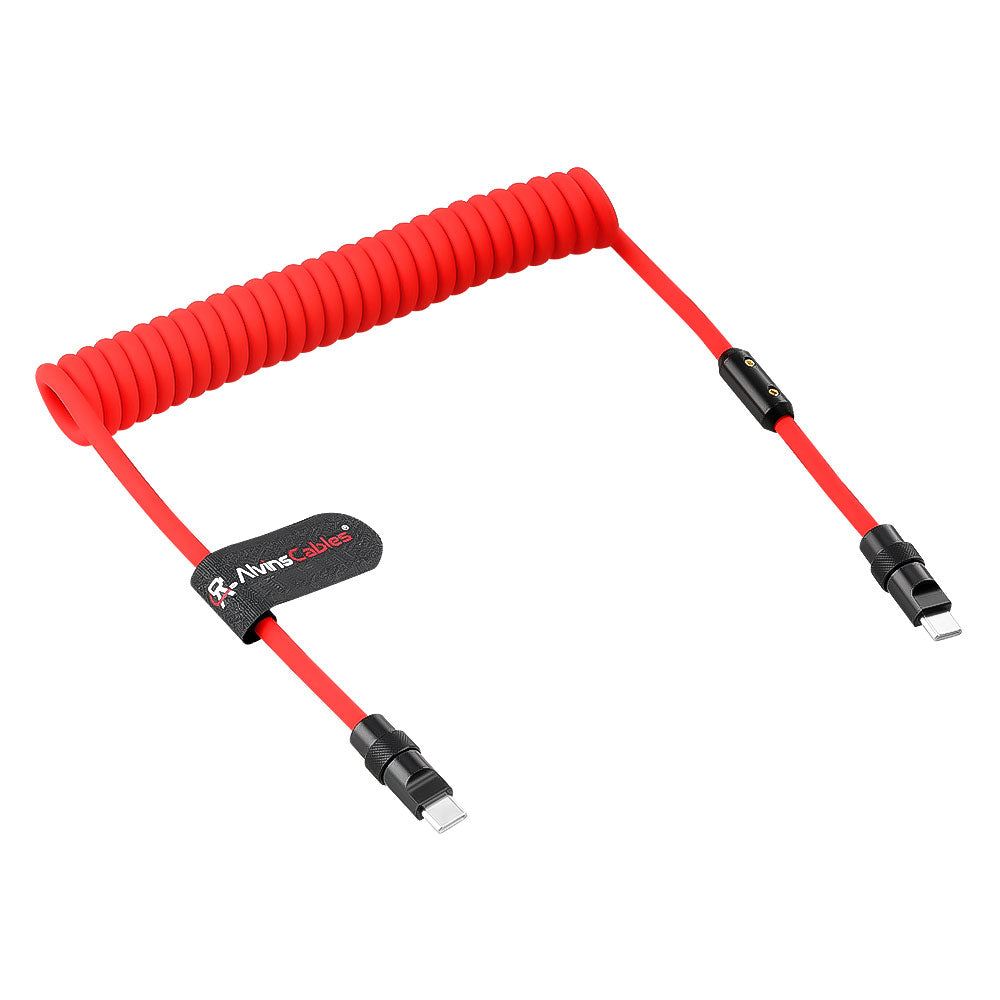 Alvin's Cables USB-C Cable, Personalized PD Fast Charging Cord with Data Transfer for iPhone, iPad, Android, Laser Engraving Custom Text,Logo Ultra-Soft Coiled Cable, Black/Red