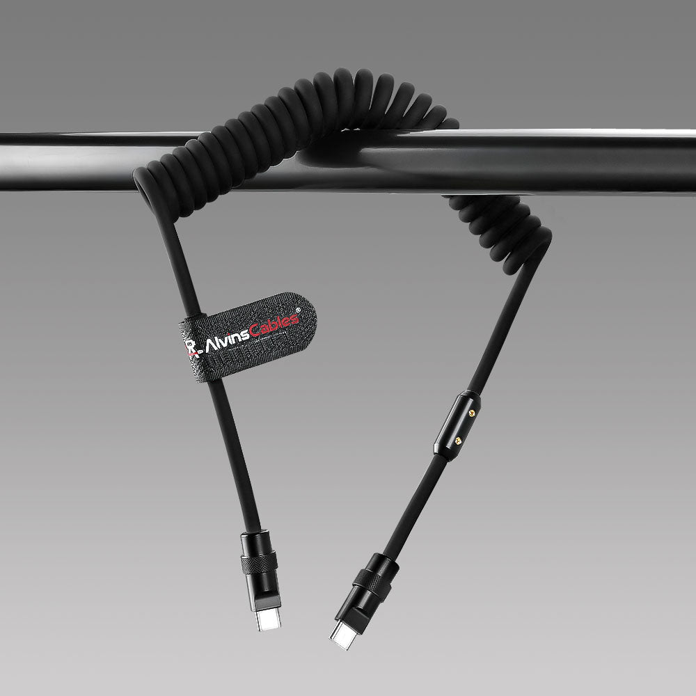 Alvin&#39;s Cables USB-C Cable, Personalized PD Fast Charging Cord with Data Transfer for iPhone, iPad, Android, Laser Engraving Custom Text,Logo Ultra-Soft Coiled Cable