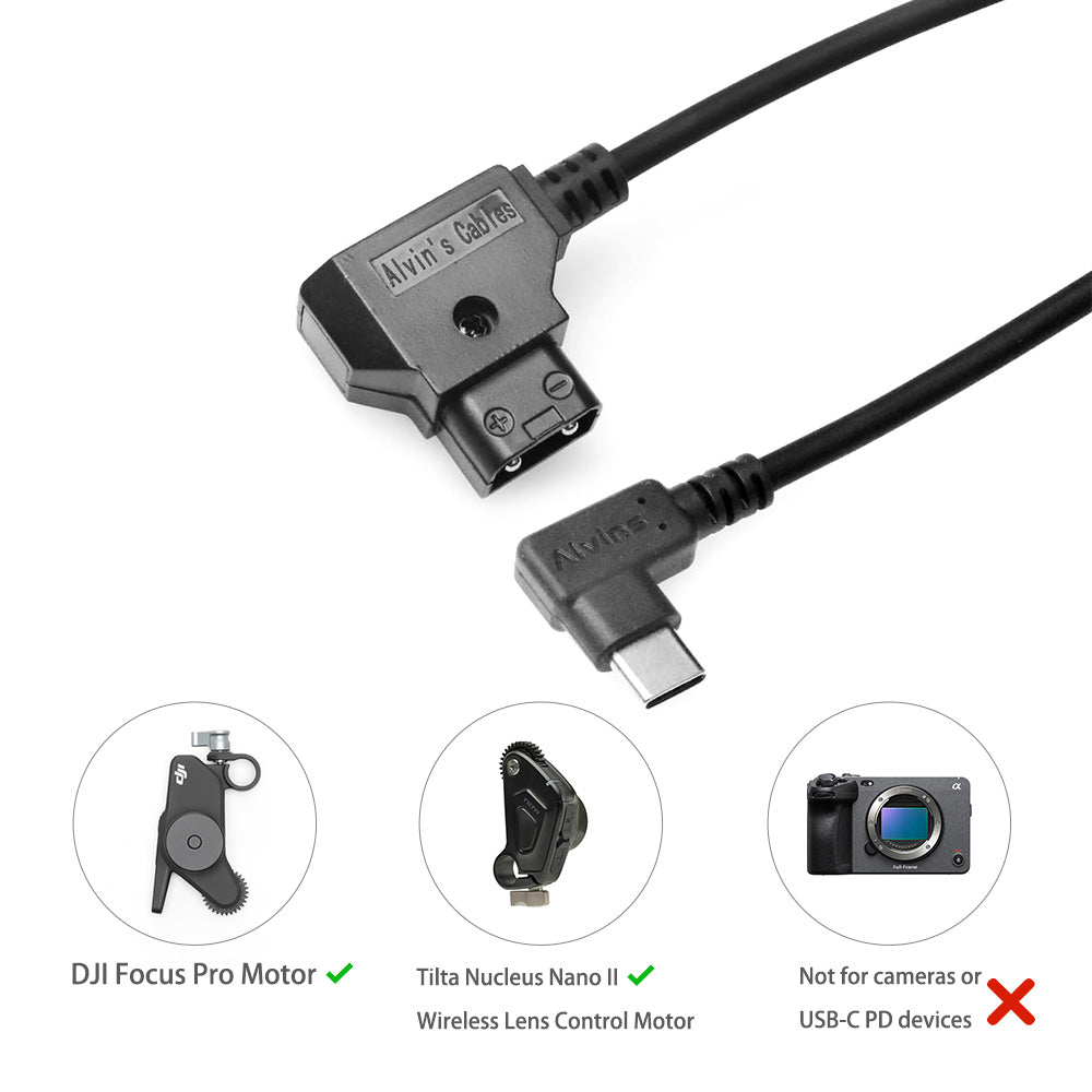 Alvin&#39;s Cables Dtap to USB C Power Cable, 2ft Ultra Soft &amp; Flexible Dtap to Type C Enhanced Power for Tilta Nucleus Nano II Wireless Lens Control Motors