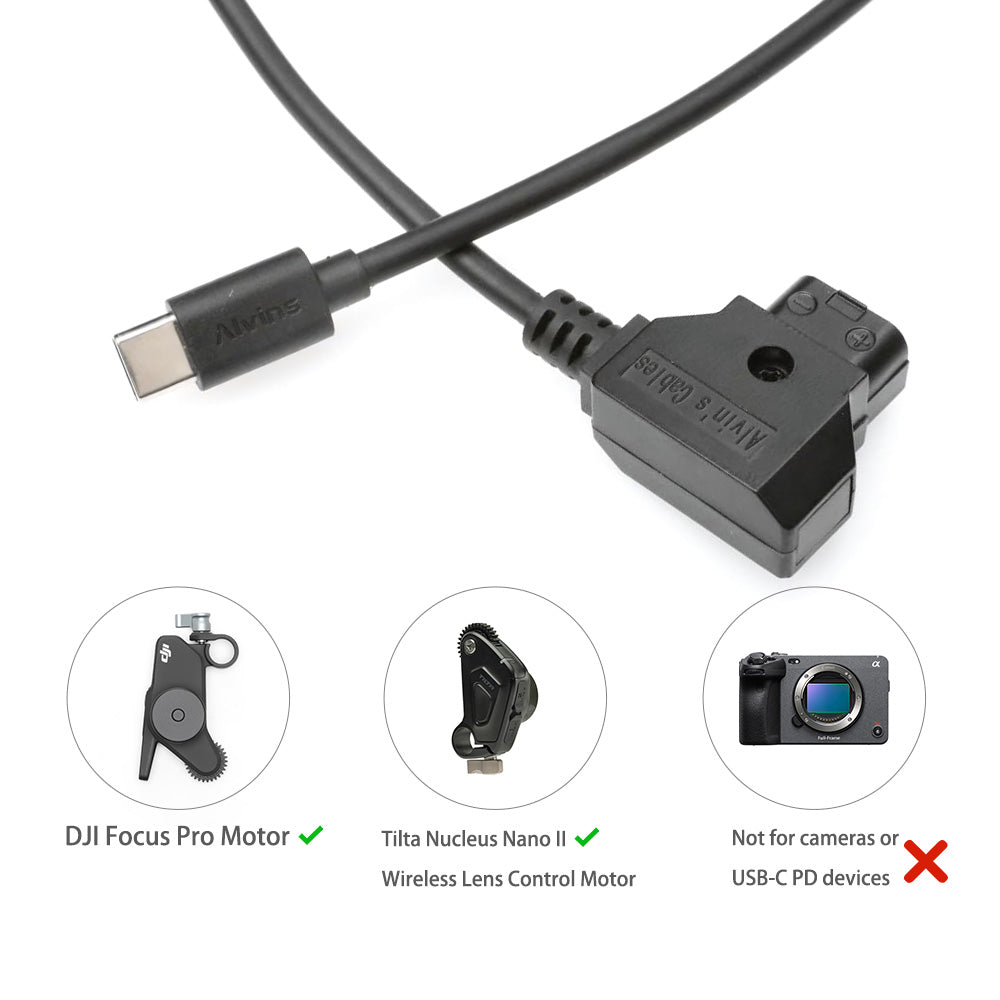 Alvin&#39;s Cables Dtap to USB C Power Cable, 2ft Ultra Soft &amp; Flexible Dtap to Type C Enhanced Power for Tilta Nucleus Nano II Wireless Lens Control Motors