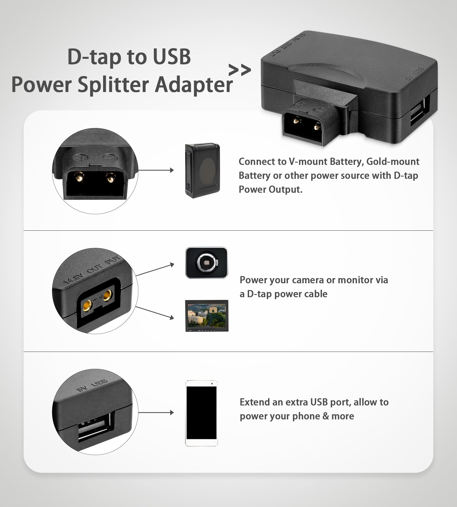 Batteria 5v ZBLZGP D-Tap P-Tap - Adattatore USB Da 5 V Per Batteria Fotocamera Anton 824508