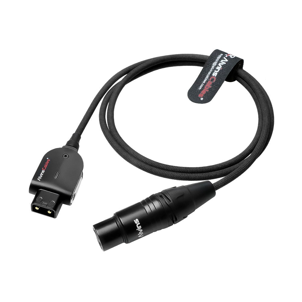 Alvin&#39;s Cables Alvins Smart D-Tap to XLR 4 Pin Female Braided Power Cable for Sony VeniceF55|SXS, for Blackmagic URSA Mini Pro, Tvlogic Monitor, Ultra Flexible, 1M|39.4inches