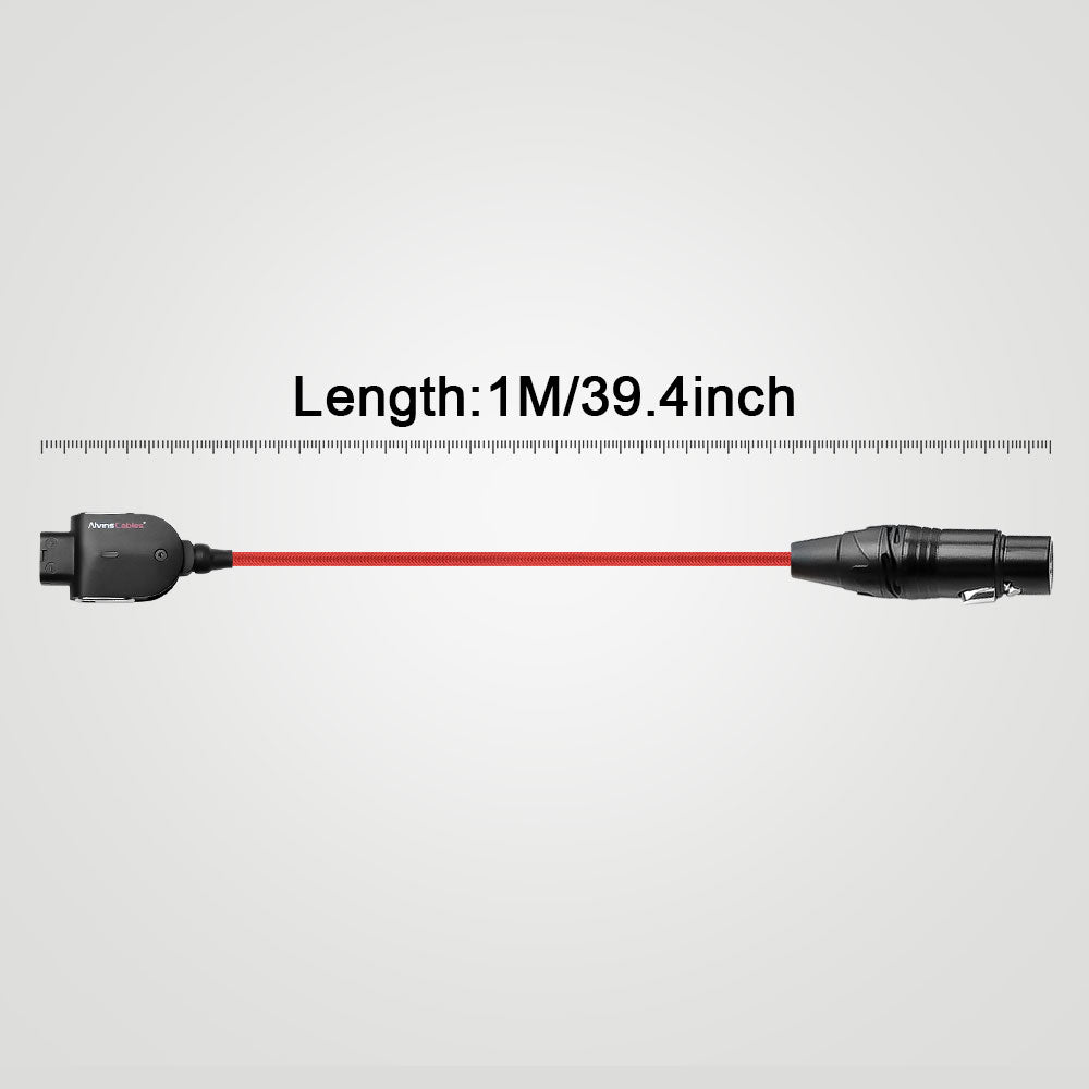 Alvin&#39;s Cables Alvins Smart D-Tap to XLR 4 Pin Female Braided Power Cable for Sony VeniceF55|SXS, for Blackmagic URSA Mini Pro, Tvlogic Monitor, Ultra Flexible, 1M|39.4inches