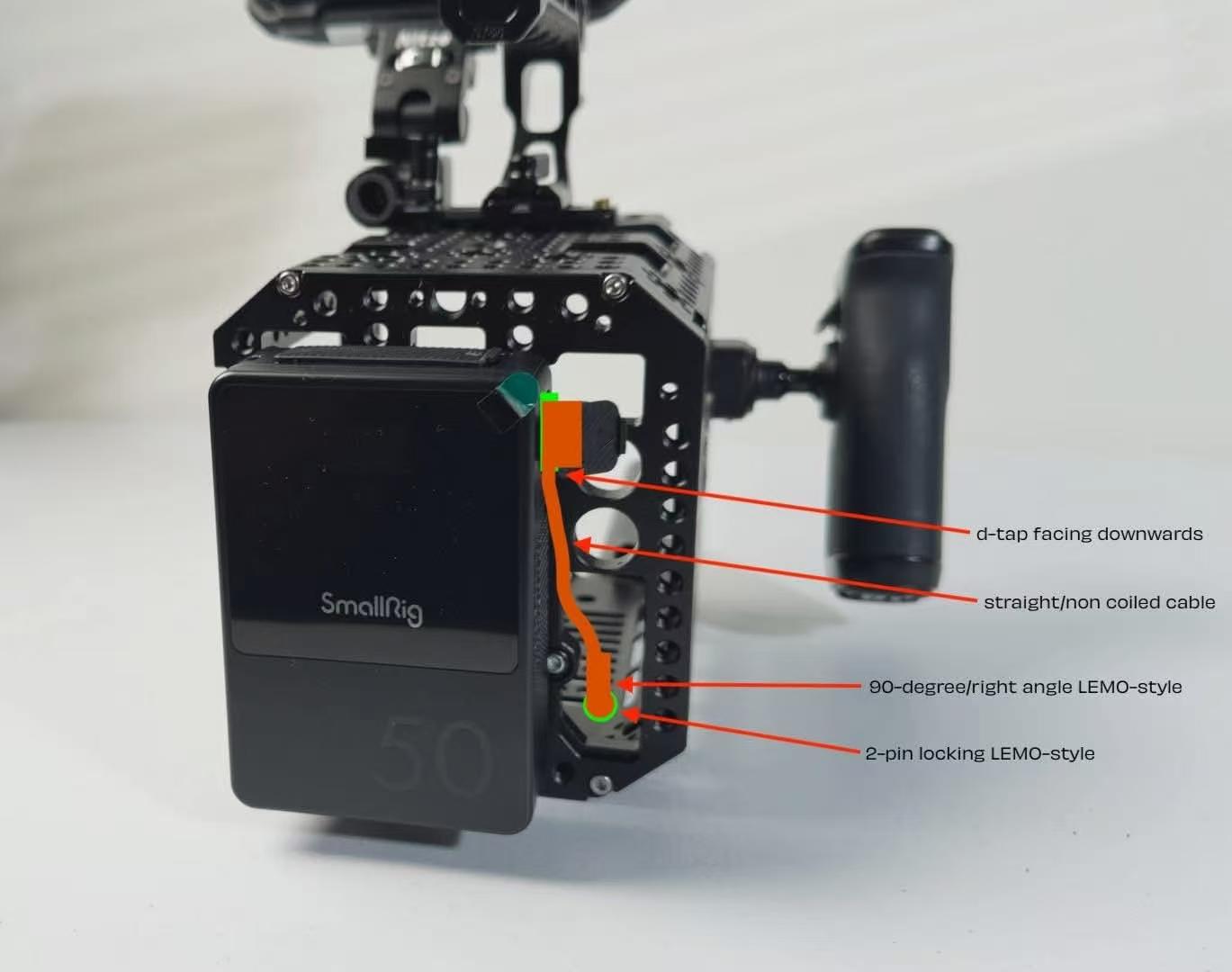 Alvin’s Cables Positive-wire-out Dtap to Rotatable Right Angled 0B 2 Pin Male for Blackmagic PYXIS 12K| SmallRig, Braided Ultra-Soft Red Cable, 10cm