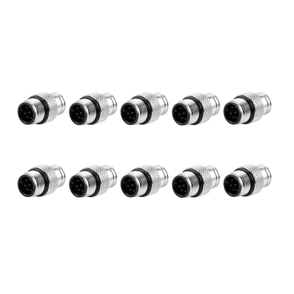 Alvins M12 8 Pin Male A-Code Connector Injection Molding Connector Male Straight Solder for Cable Unshielded Aviation, Industrial, Waterproof