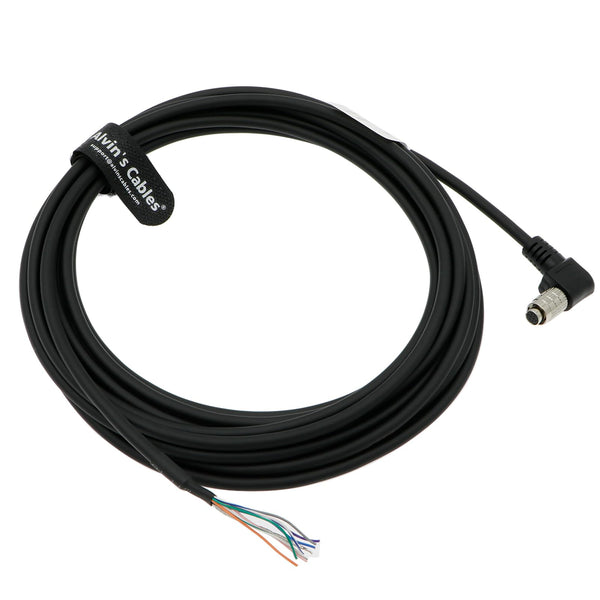 Alvin's Cables Hirose 8 Pin Female HR25-7TP-8S Right Angle to Open End High Flex Cable for IDS, DAHENG Imaging, Allied Vision GigE Industrial Cameras 5m| 16.4ft