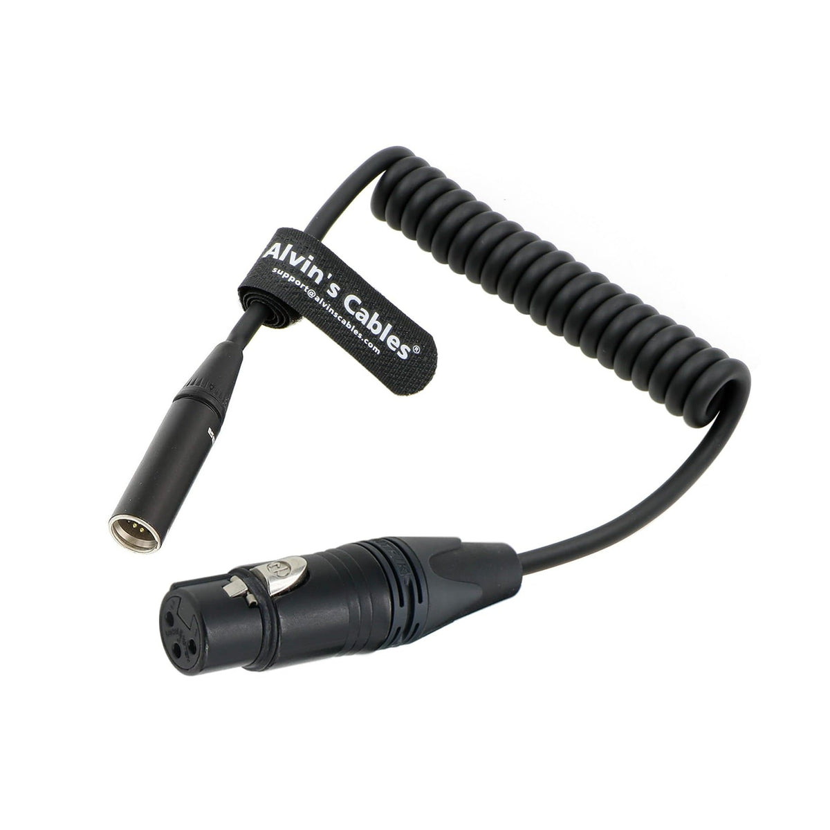 Alvin's Cables Mini XLR 3 Pin Male to XLR 3 Pin Female Coiled Audio Cable for Blackmagic Pocket Cinema Camera BMPCC 4K/6K, Video Assist 4K, Sharp 8K Cam