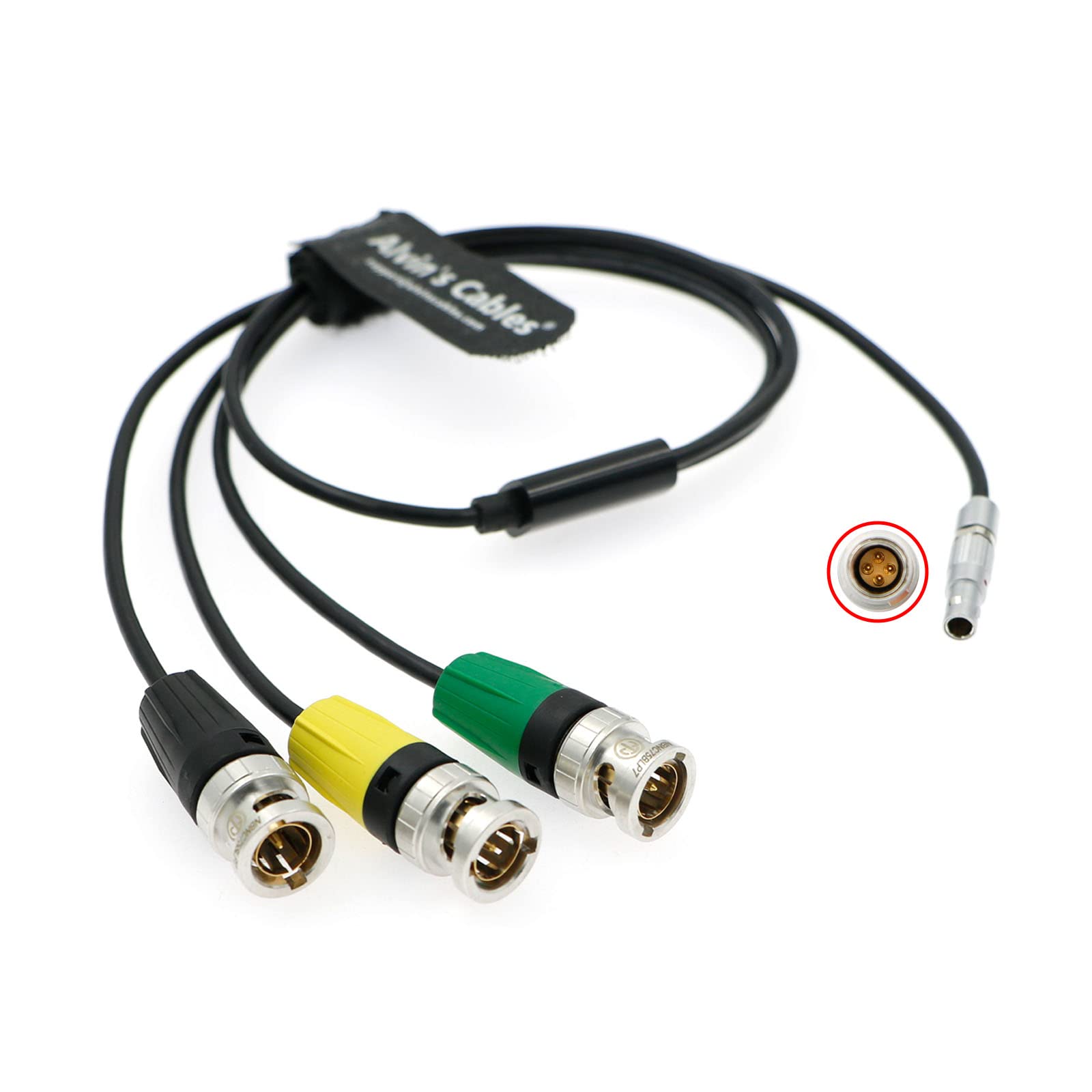 Alvin&#39;s Cables RED DSMC2 Camera Sync Cable 00B 4 Pin to 3BNC for Timecode Genlock Trigger 60CM| 23.6inches