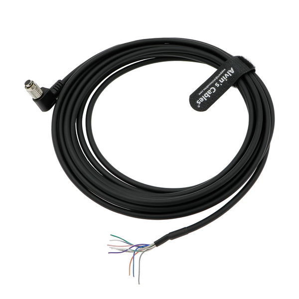 Alvin's Cables HR25-7TP-8S Hirose 8 Pin Female Right Angle to Open End High Flex Cable for IDS, Allied Vision GigE, DAHENG Imaging Industrial Cameras 5m| 16.4ft