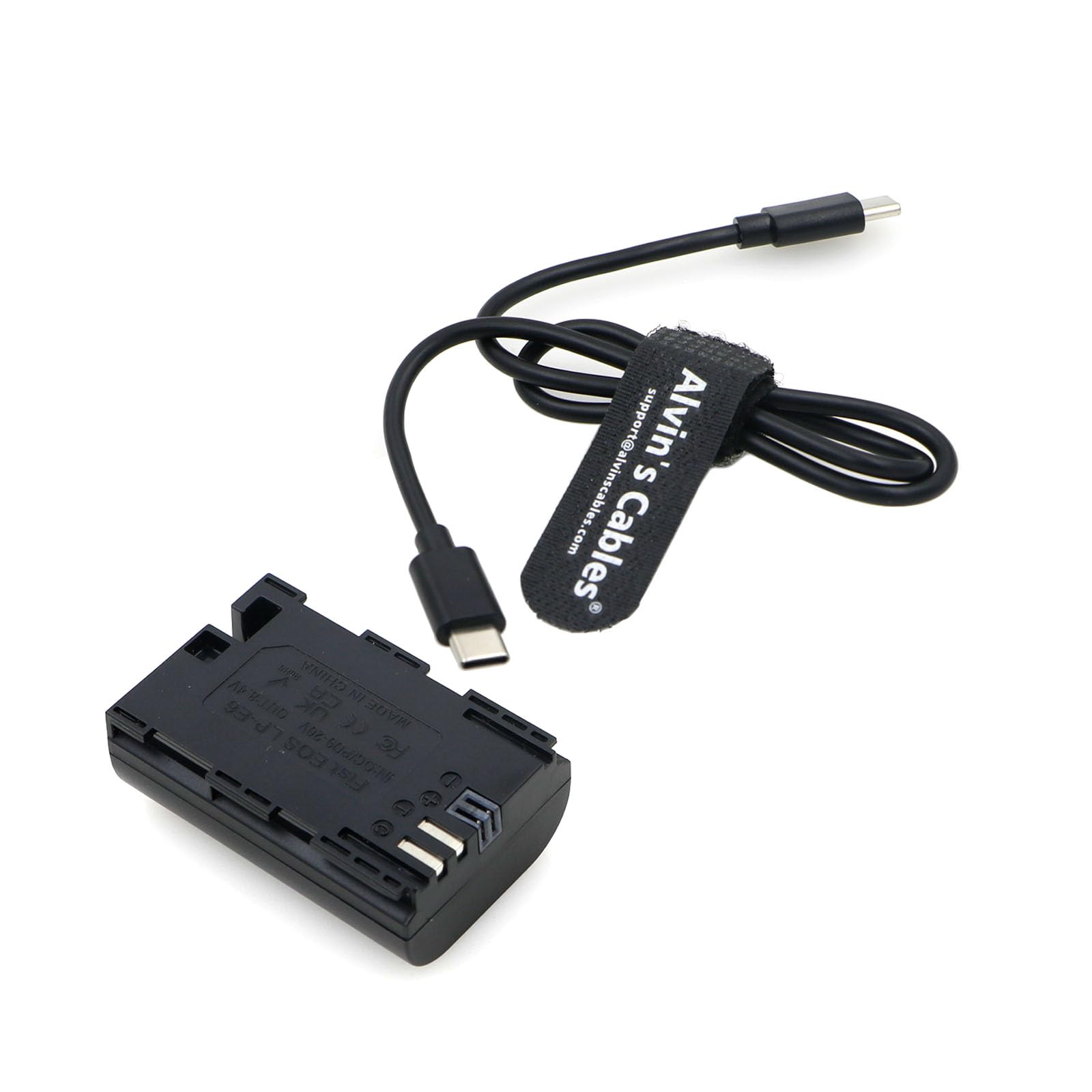 Alvin&#39;s Cables LP-E6 Dummy Battery with PD Type-C Power Cable LP-E6 Battery Replacement Cable for Canon EOS 80D 70D 60D 6D 7D2 7D 5DSR 6D2 5D Mark II III IV Cameras