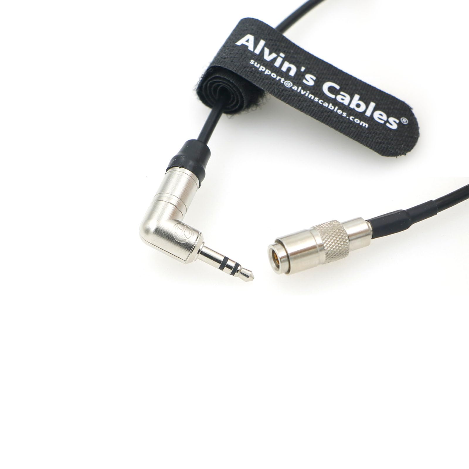 Alvin&#39;s Cables Tentacle Sync Ultra-Thin Timecode Cable 3.5mm TRS Right Angle to DIN 1.0/2.3 for Canon EOS R5C 30cm|12inches