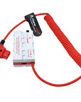 Alvin's Cables Dual-Sided NP-F Dummy Battery to Red Dtap Braided Ultra Flexible Coiled Power Cable for Atomos Ninja V|Atomos Shogun|SmallHD 702, for Sony NP-F550|F570|F770|F970, Red