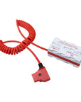 Alvin's Cables Dual-Sided NP-F Dummy Battery to Red Dtap Braided Ultra Flexible Coiled Power Cable for Atomos Ninja V|Atomos Shogun|SmallHD 702, for Sony NP-F550|F570|F770|F970, Red