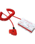 Alvin's Cables Dual-Sided NP-F Dummy Battery to Red Dtap Braided Ultra Flexible Coiled Power Cable for Atomos Ninja V|Atomos Shogun|SmallHD 702, for Sony NP-F550|F570|F770|F970, Red