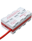 Alvin's Cables Dual-Sided NP-F Dummy Battery to Red Dtap Braided Ultra Flexible Coiled Power Cable for Atomos Ninja V|Atomos Shogun|SmallHD 702, for Sony NP-F550|F570|F770|F970, Red