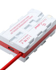 Alvin's Cables Dual-Sided NP-F Dummy Battery to Red Dtap Braided Ultra Flexible Coiled Power Cable for Atomos Ninja V|Atomos Shogun|SmallHD 702, for Sony NP-F550|F570|F770|F970, Red