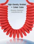 Alvin's Cables Dual-Sided NP-F Dummy Battery to Red Dtap Braided Ultra Flexible Coiled Power Cable for Atomos Ninja V|Atomos Shogun|SmallHD 702, for Sony NP-F550|F570|F770|F970, Red