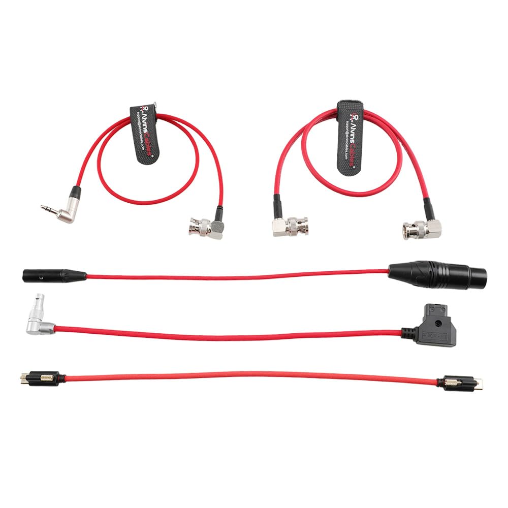 Alvin's Cables Set for Blackmagic Pysix – 12G SDI, Lock USB-C, 2Pin to D-tap Power Cord, mini XLR 3Pin to XLR 3Pin Female Audio Cord, 3.5mm TRS to BNC Timecode Cable