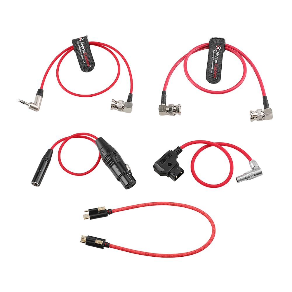 Alvin's Cables Set for Blackmagic Pysix – 12G SDI, Lock USB-C, 2Pin to D-tap Power Cord, mini XLR 3Pin to XLR 3Pin Female Audio Cord, 3.5mm TRS to BNC Timecode Cable